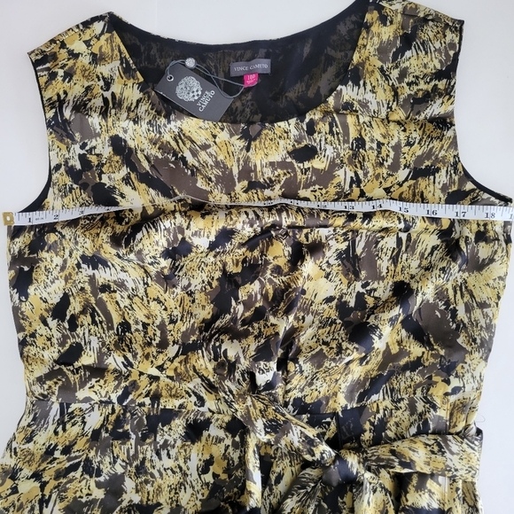 Vince Camuto Dress Faux Wrap Lined Sleeveless Camo With Tie Size 10P - Picture 6 of 10